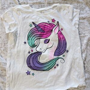 Place Unicorn Graphic Kids T-Shirt - White with Pink and Purple Design